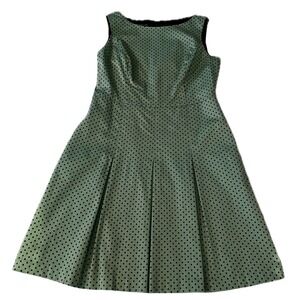 Jones New York Polka Dot Sleeveless Fit Flare Dress Women's Size 12 Mint Navy